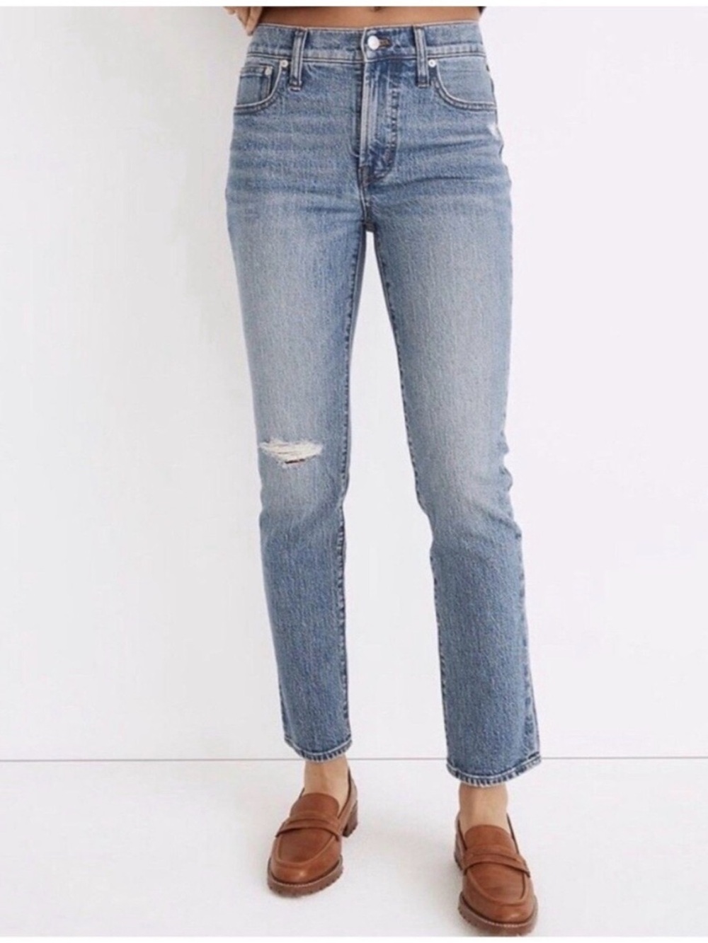 Madewell Men's Light Blue Distressed Denim Shorts